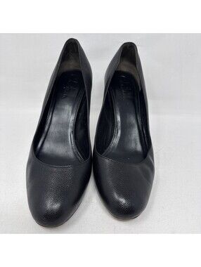 Cole Haan Air Talia Mid Pump Black Leather Round Toe Heels Size 8.5 B